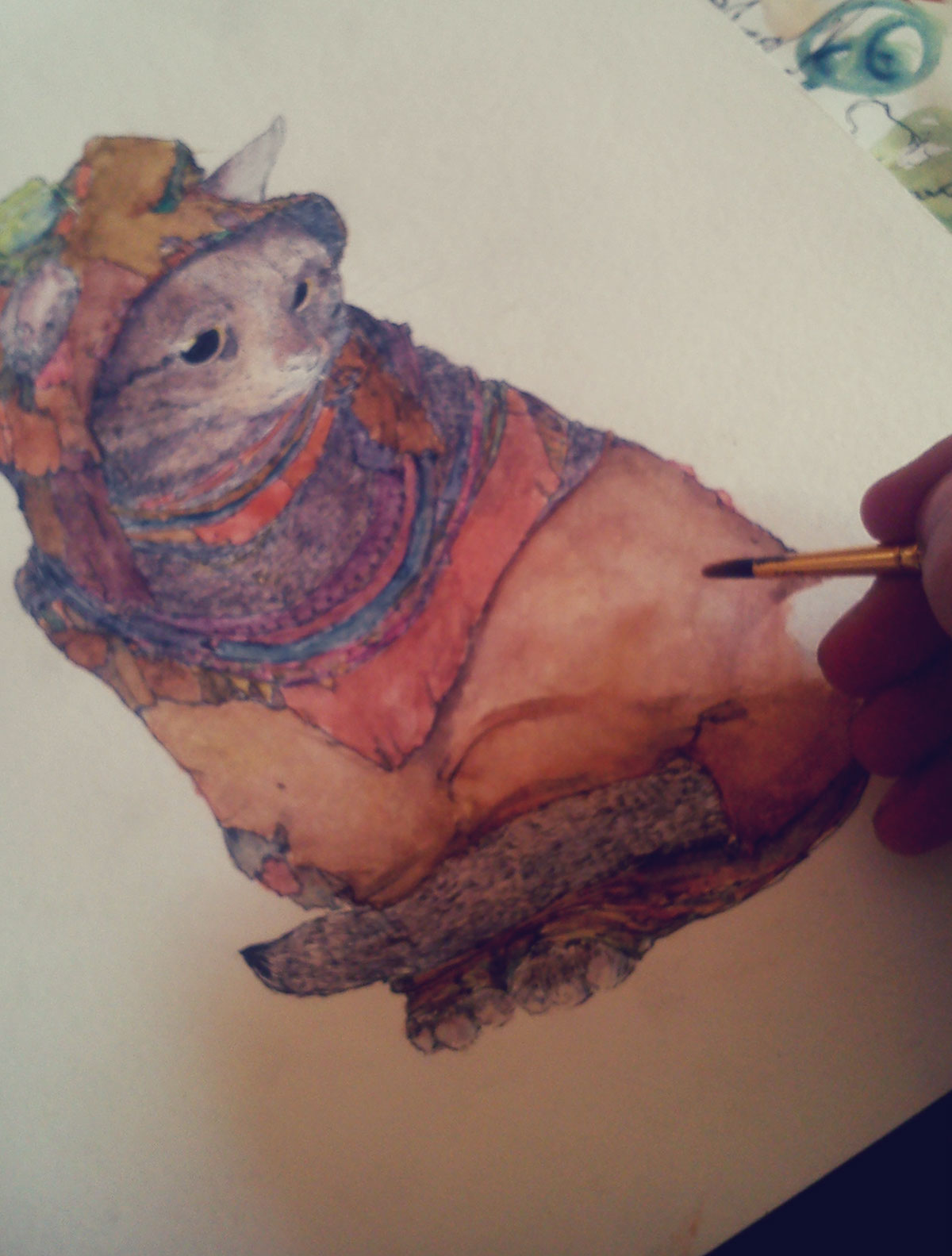 Cat frog raccoon cute dark theif design childrens animals Nature irish ink Watercolours Fineliners pen