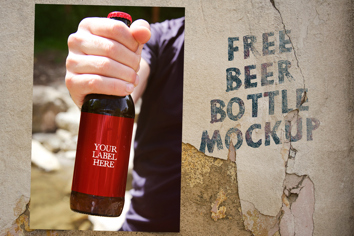 free download Mockup mock-up beer bottle Label mockups mock-ups psd photoshop photo design logo freebie