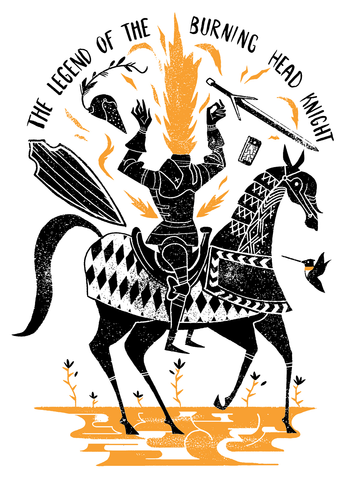 knight horse ILLUSTRATION  flame shirt