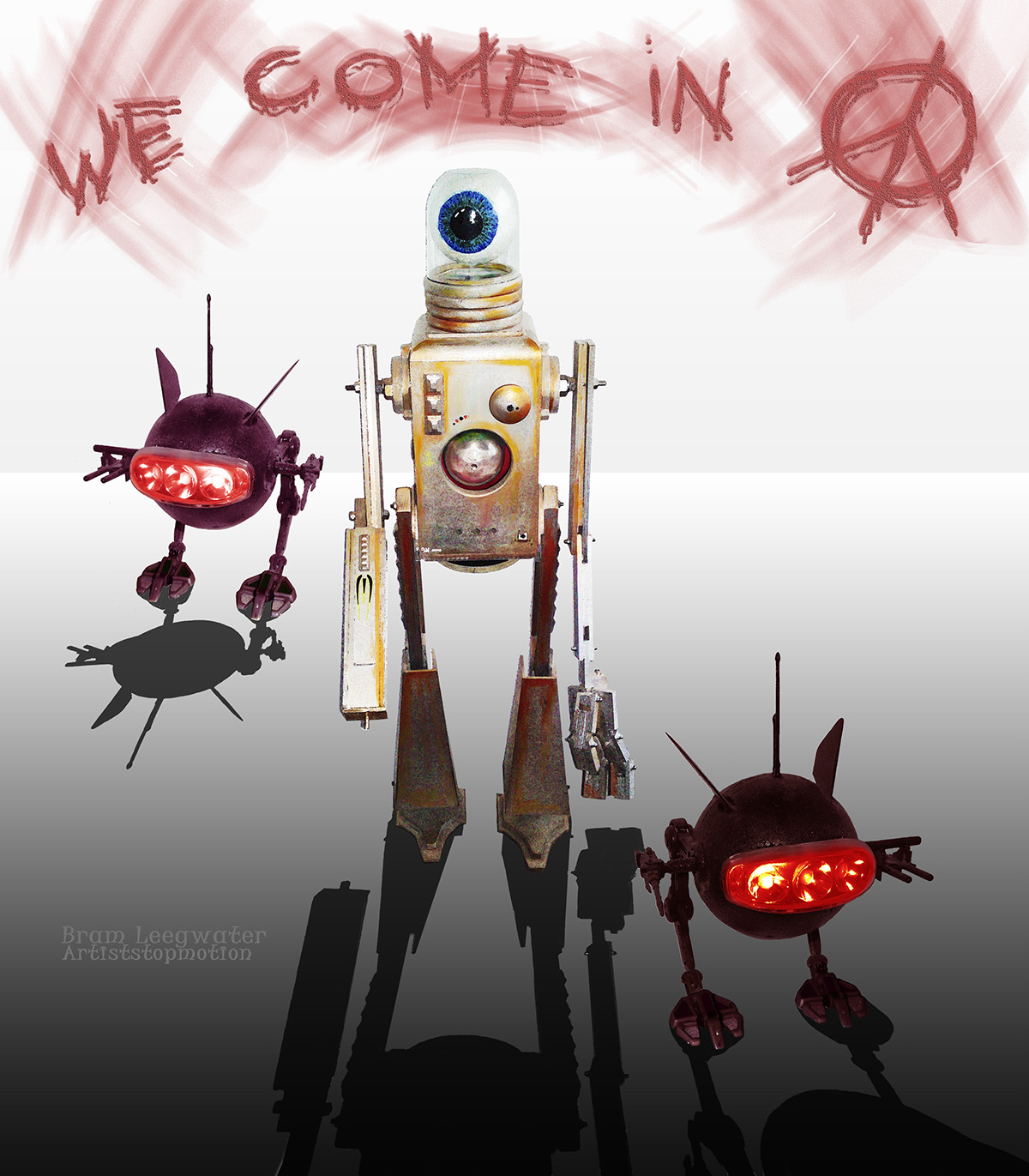 robots we come in peace android droids digital robots new star wars concept art bram leegwater digital painting robot art colors fantasy sci-fi Sci Fi