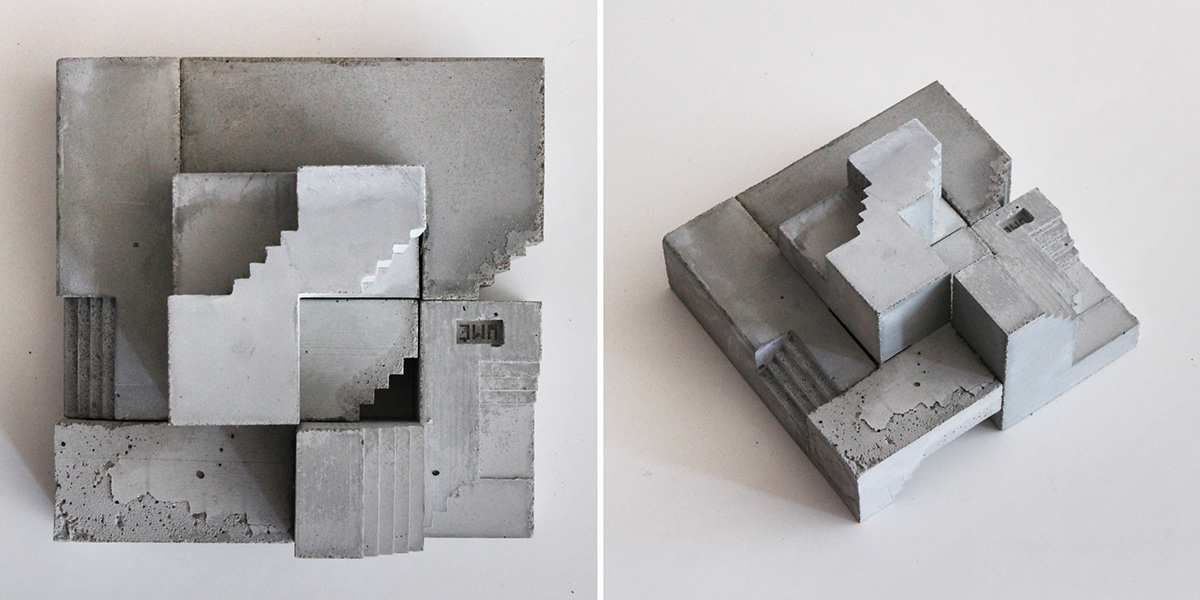 architectural sculpture modular concrete Blocs cubic modern contemporary museum puzzle artwork design toy gallery public