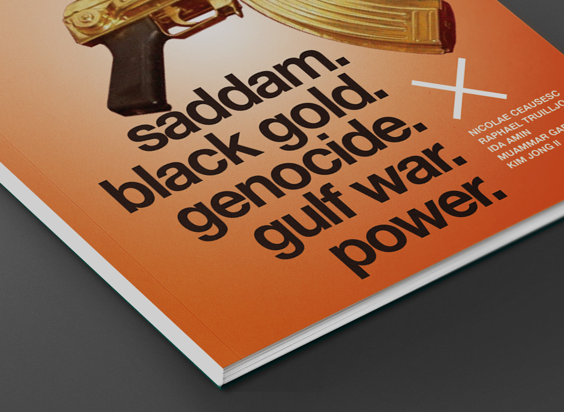 magazine cover design cover Magazine Cover colors editorial genocide Saddam Hussein Ted Bundy Jim Jones massacre rape murder action War