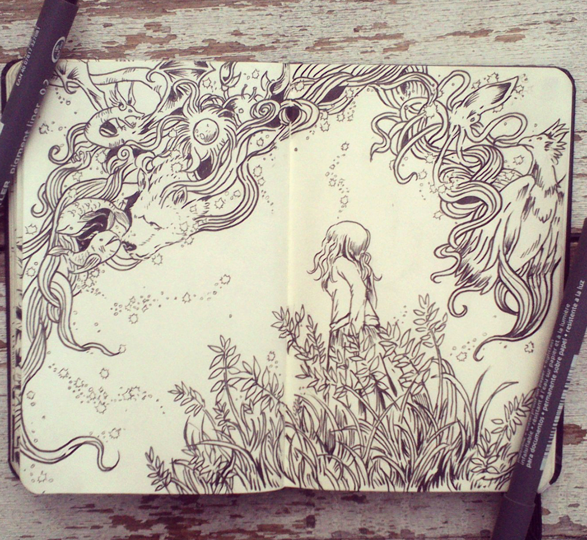 doodle moleskine sketchbook TRADITIONAL ART ink