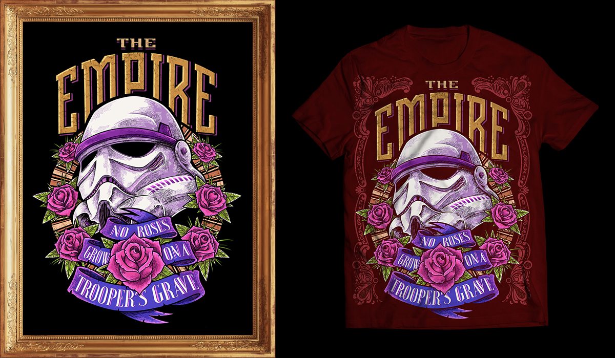 stormtrooper star wars diego machuca t-shirt frame Roses grave