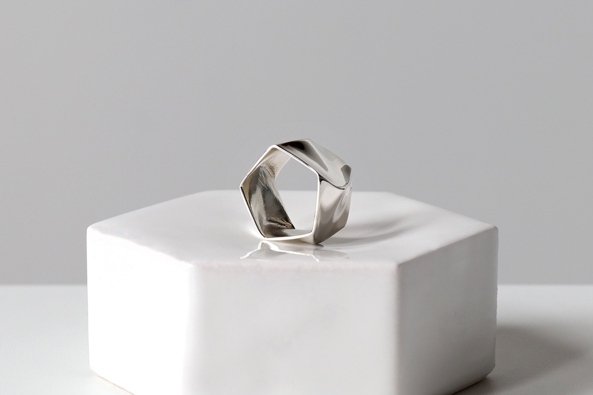 Kamp.studio kamp daniel 3d printing metal silver Shapeways buy New Zealand design art experimental sculptural geometry ring organic