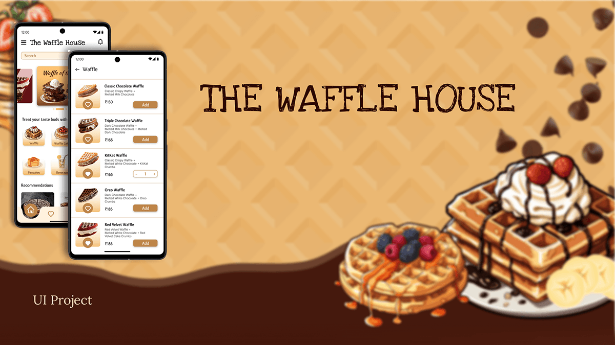 waffle Food  Interaction design  ui design user interface Mobile app UI/UX design visual identity