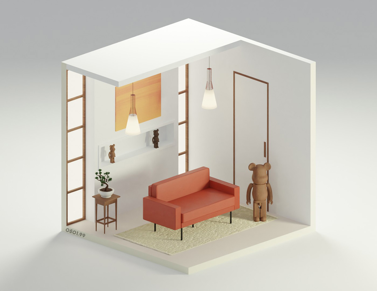 3d art 3D model bangtan sonyeondan blender Blender Models bts fanart interior design  modelling rooms