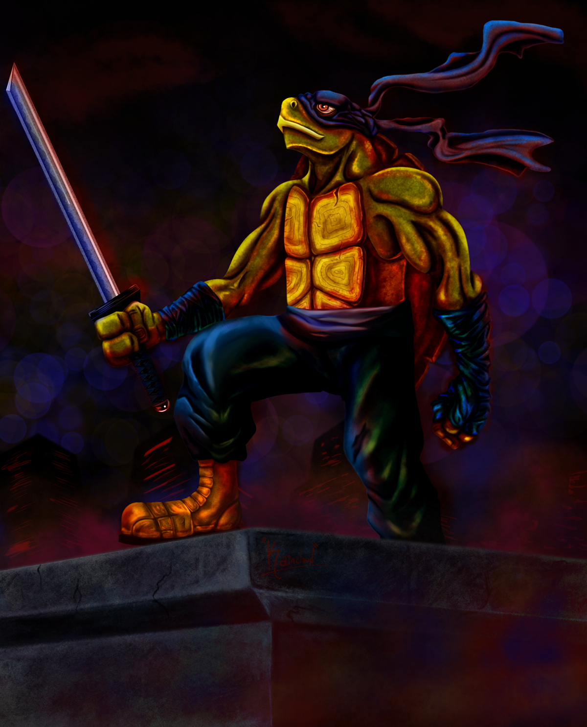 tortuga ninja Leonardo Turtle ILLUSTRATION  ilustracion