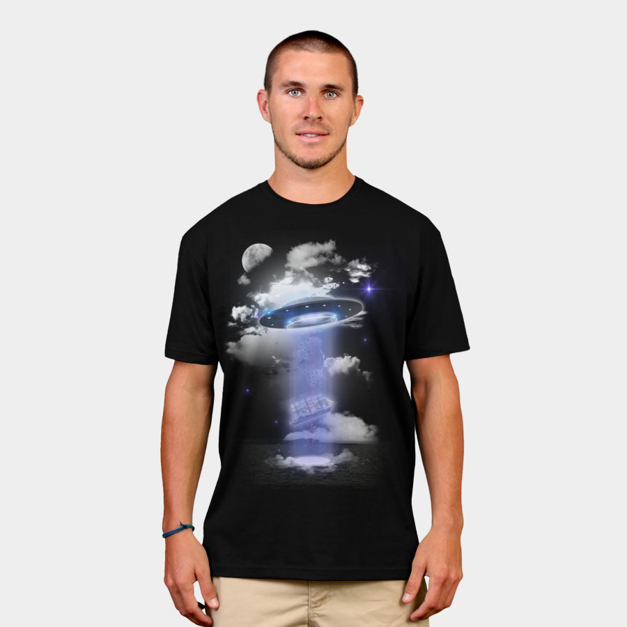 spaceship Space  Scifi syfy alien aliens tshirt tee tshirts designbyhumans UFO dark night