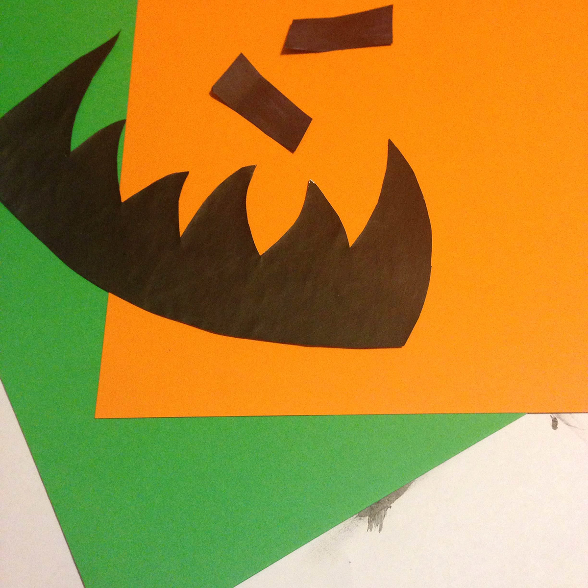 Halloween posters paint green orange shapes