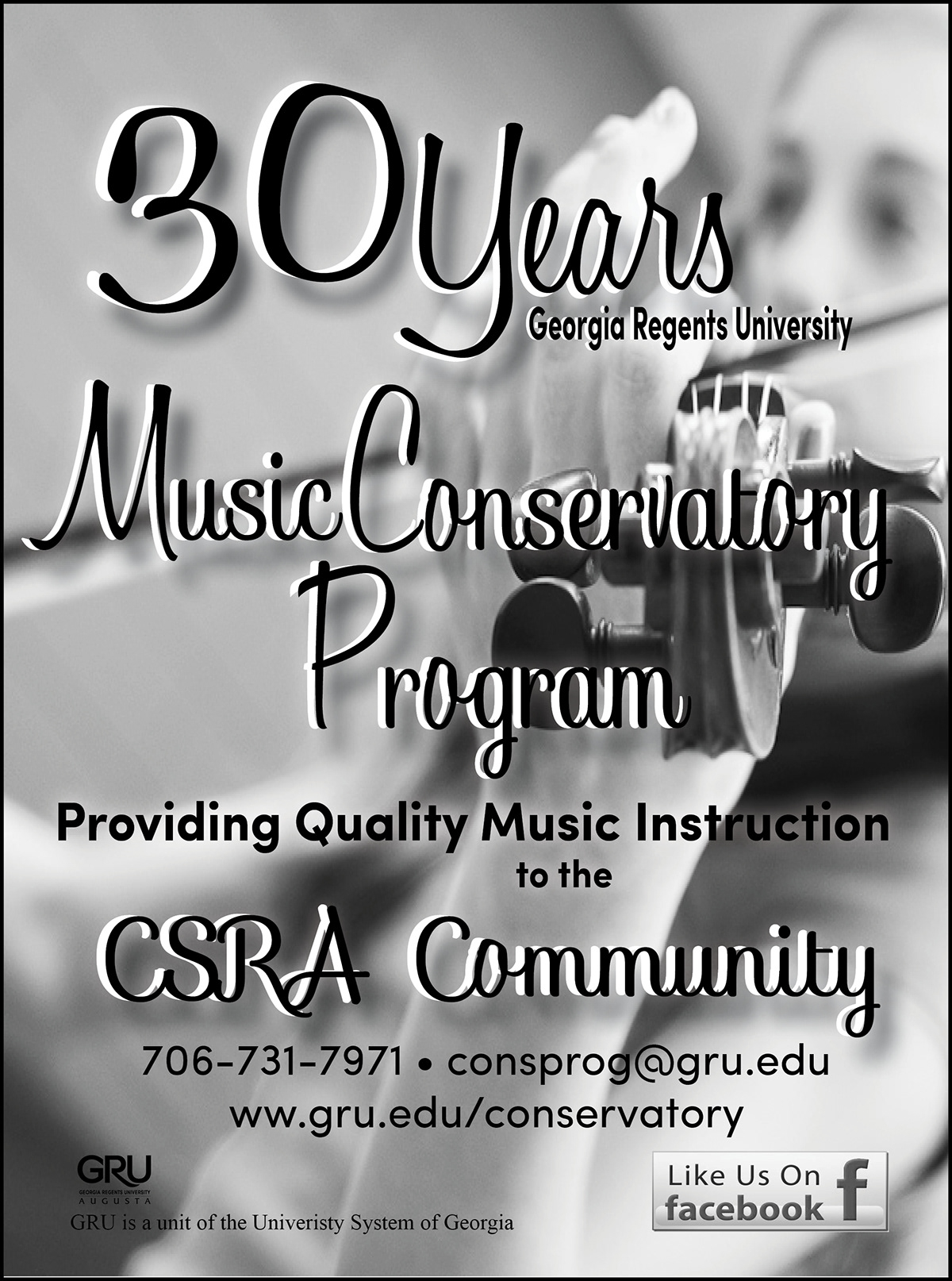 gru georgia regents university music conservatory Program SOA orchestra black and white