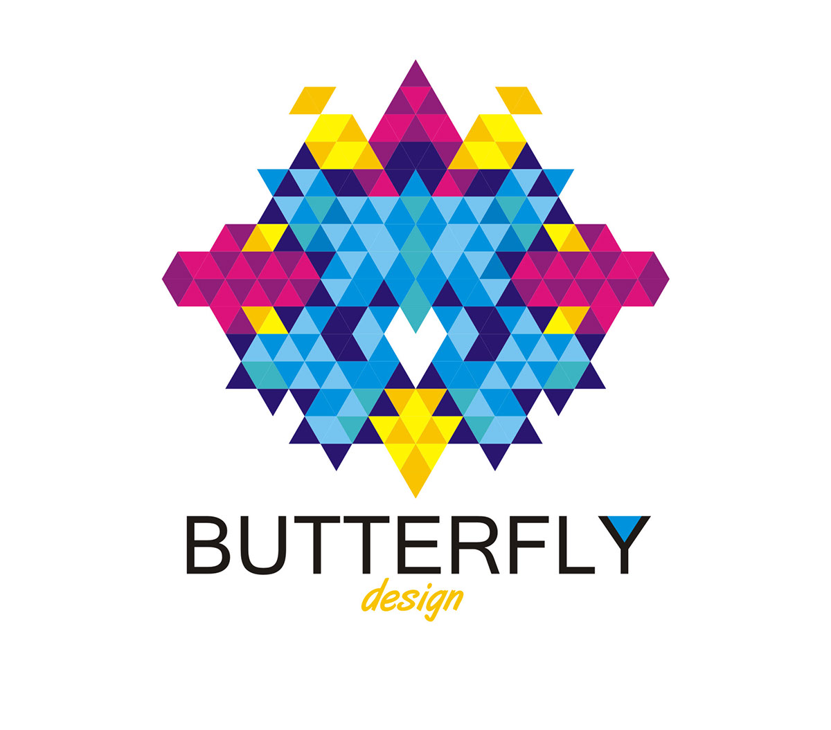 butterfly design logo logos Logotype colorfull pink yelow blue