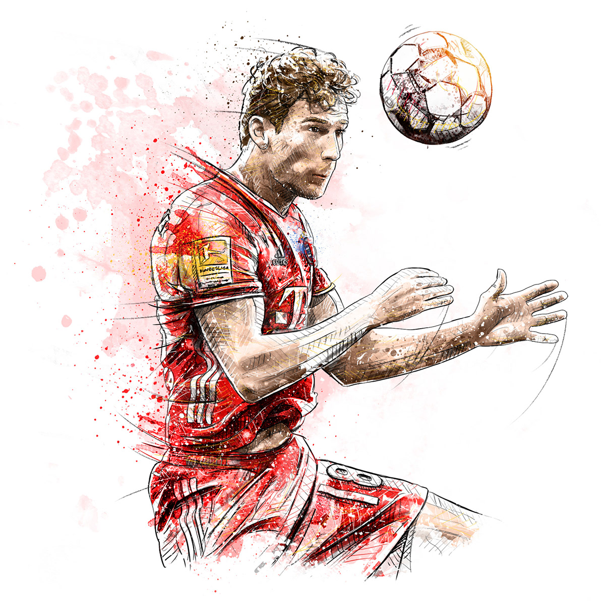 bundesliga champions league Dynamic FC Bayern football player portrait soccer sports watercolor