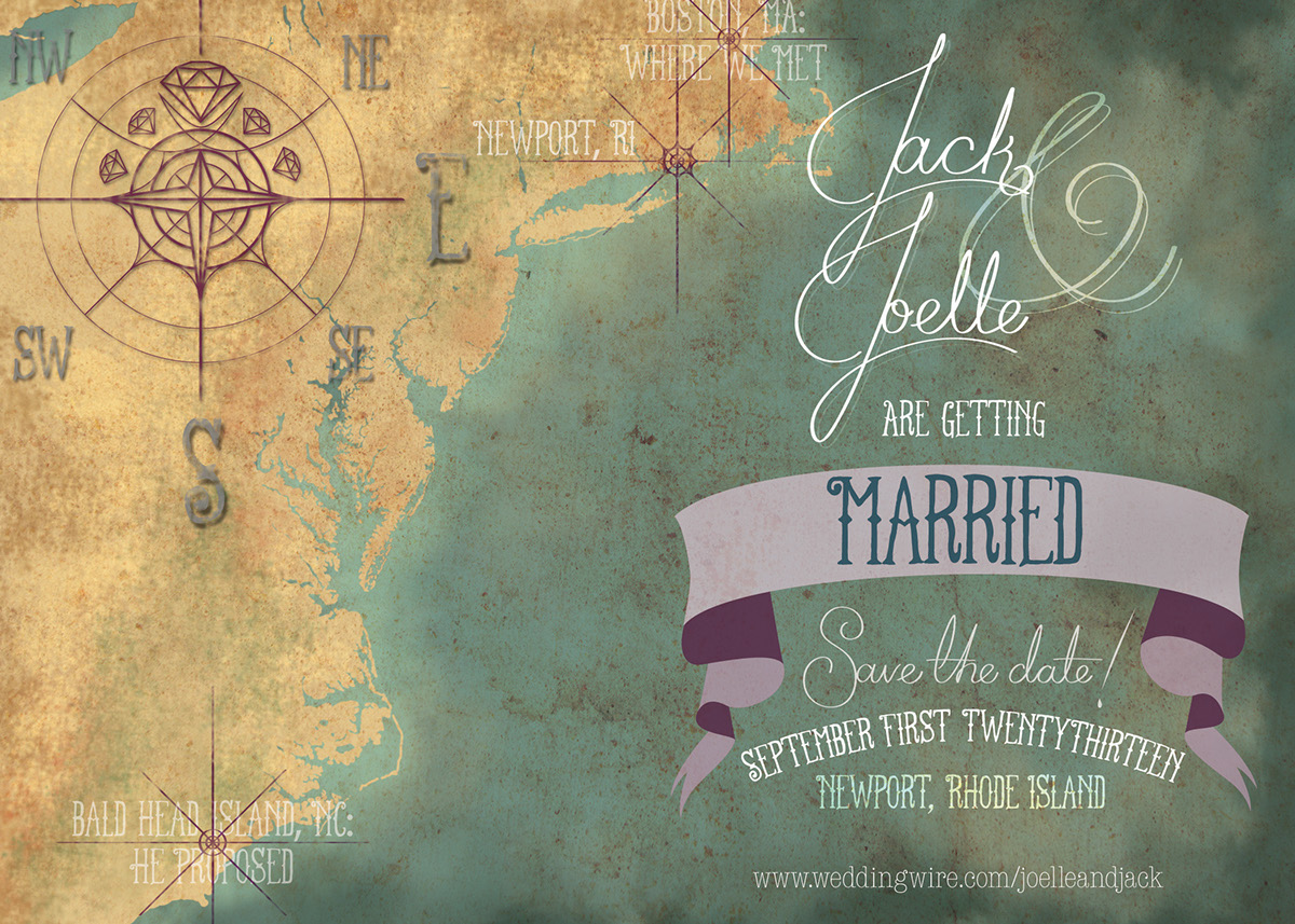 concept sticker Label hand drawn type wedding digital painting map save the date form design