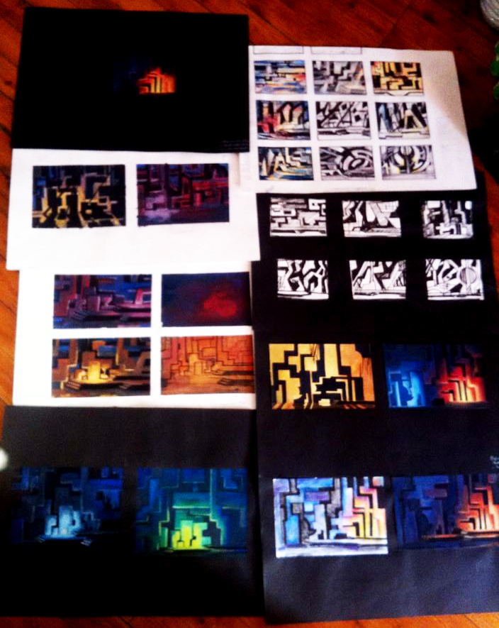 art design scenography gouache sketches absurd theater