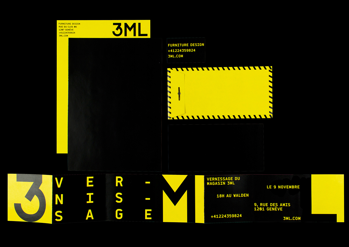 3ML furniture design futur univers logo Switzerland Geneva Suisse poster flyer swiss experimental Logotype font