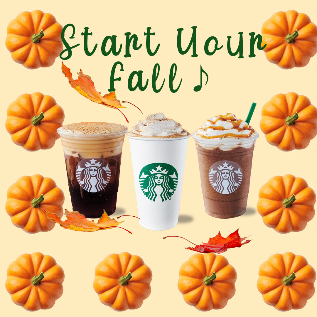 Starbucks Coffee Fall Halloween drink Social media post banner pumpkin