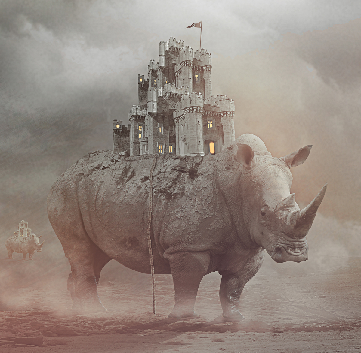 graphic digital manipulation throne creative Rhino city
