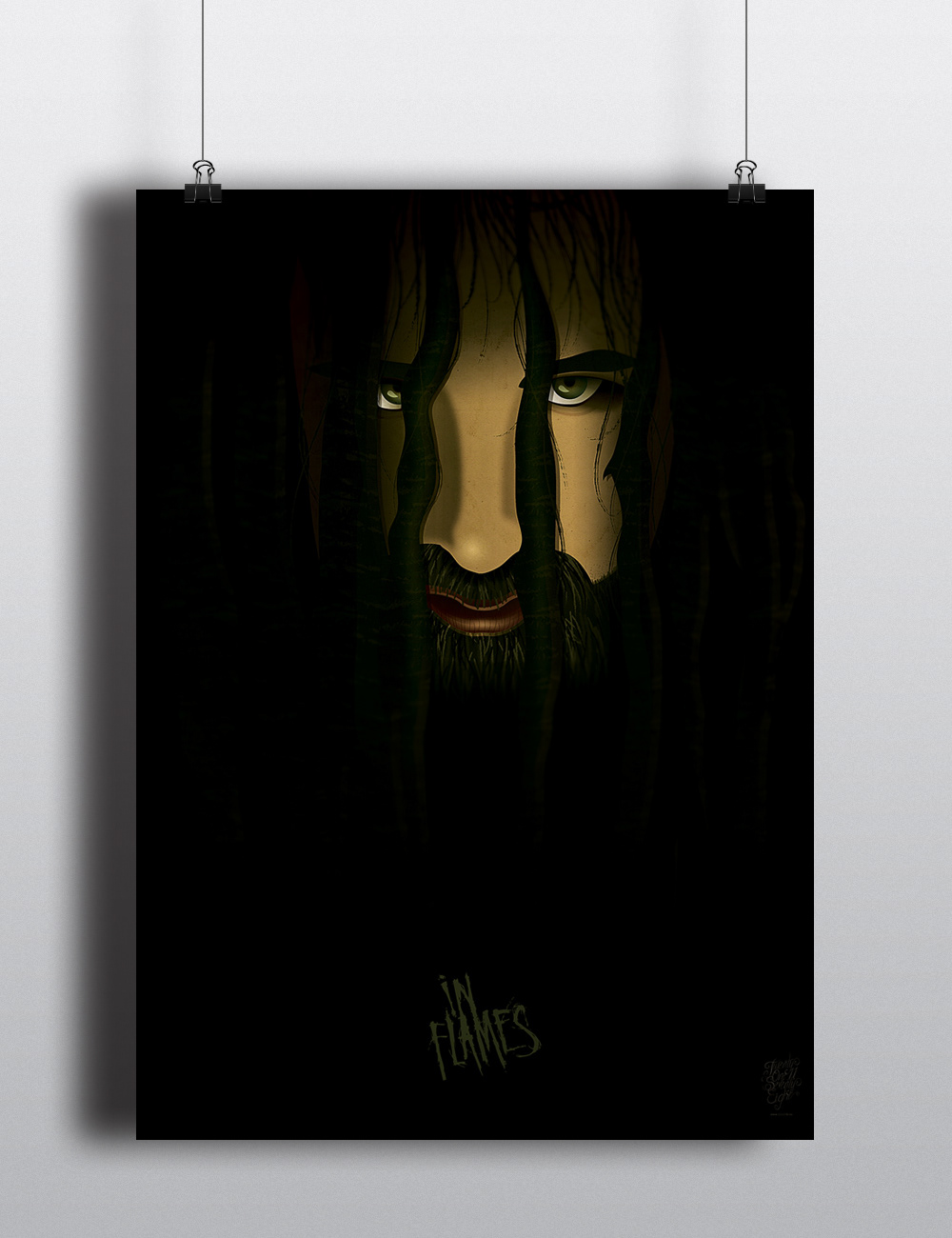 vector Illustrator photoshop Fan Art in flames Anders Fridén dark sinister poster inspire