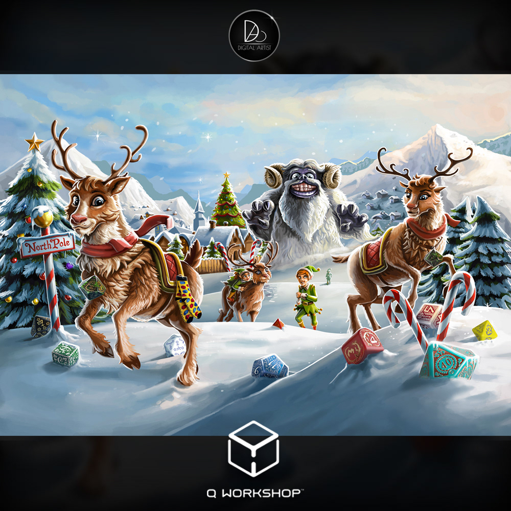Christmas dice reindeer xmass digitalart kids