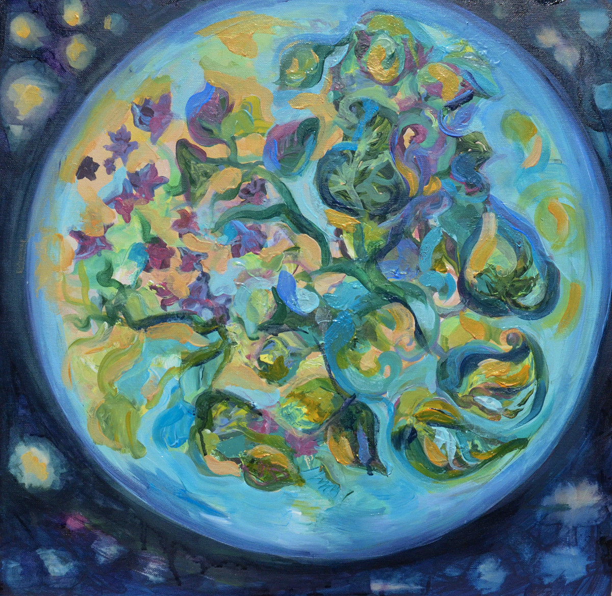 abstract acrylic botanical colorful conscious earth joy organic painting   plants
