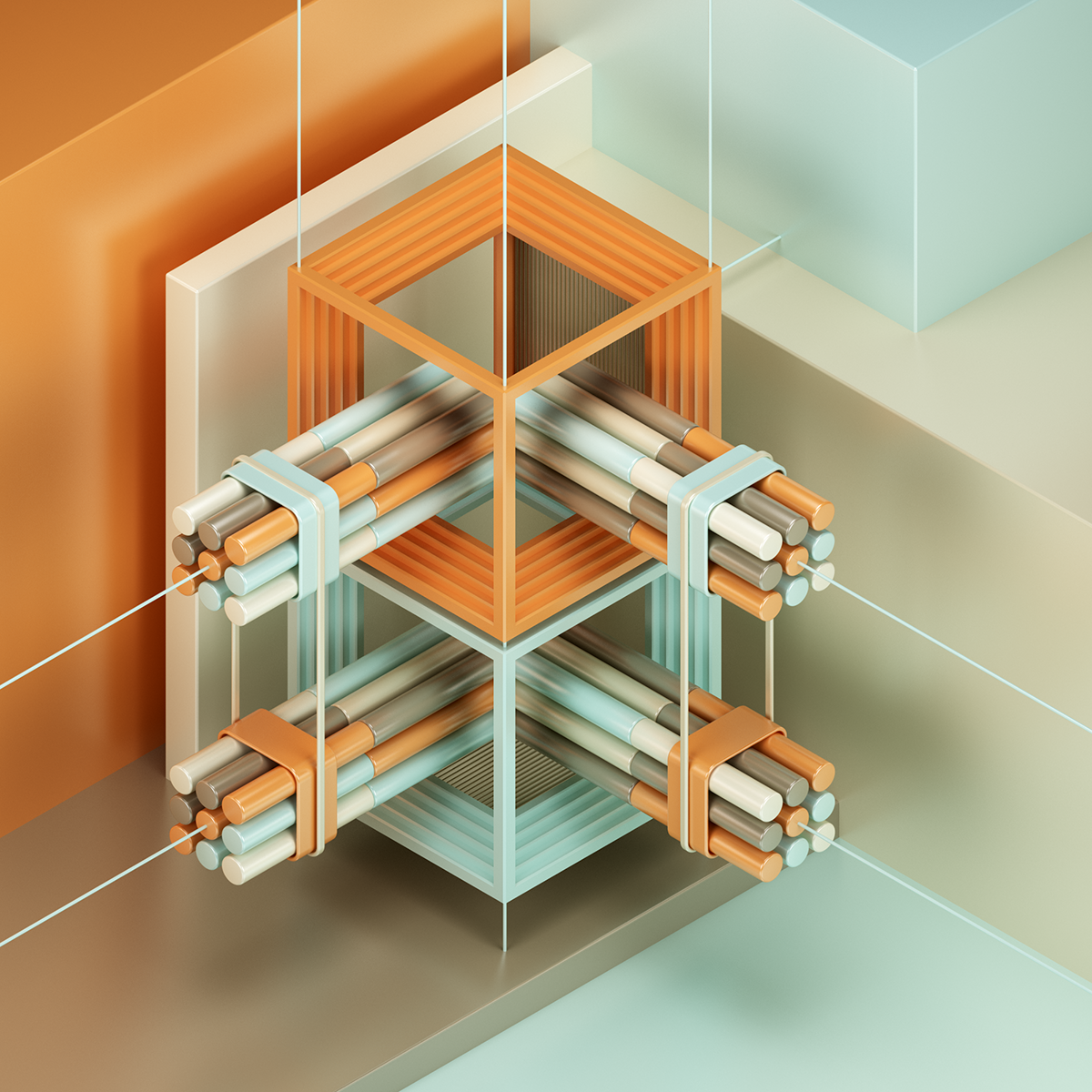 abstract surreal vray octane sculpture installation Artsculpture Isometric 3D