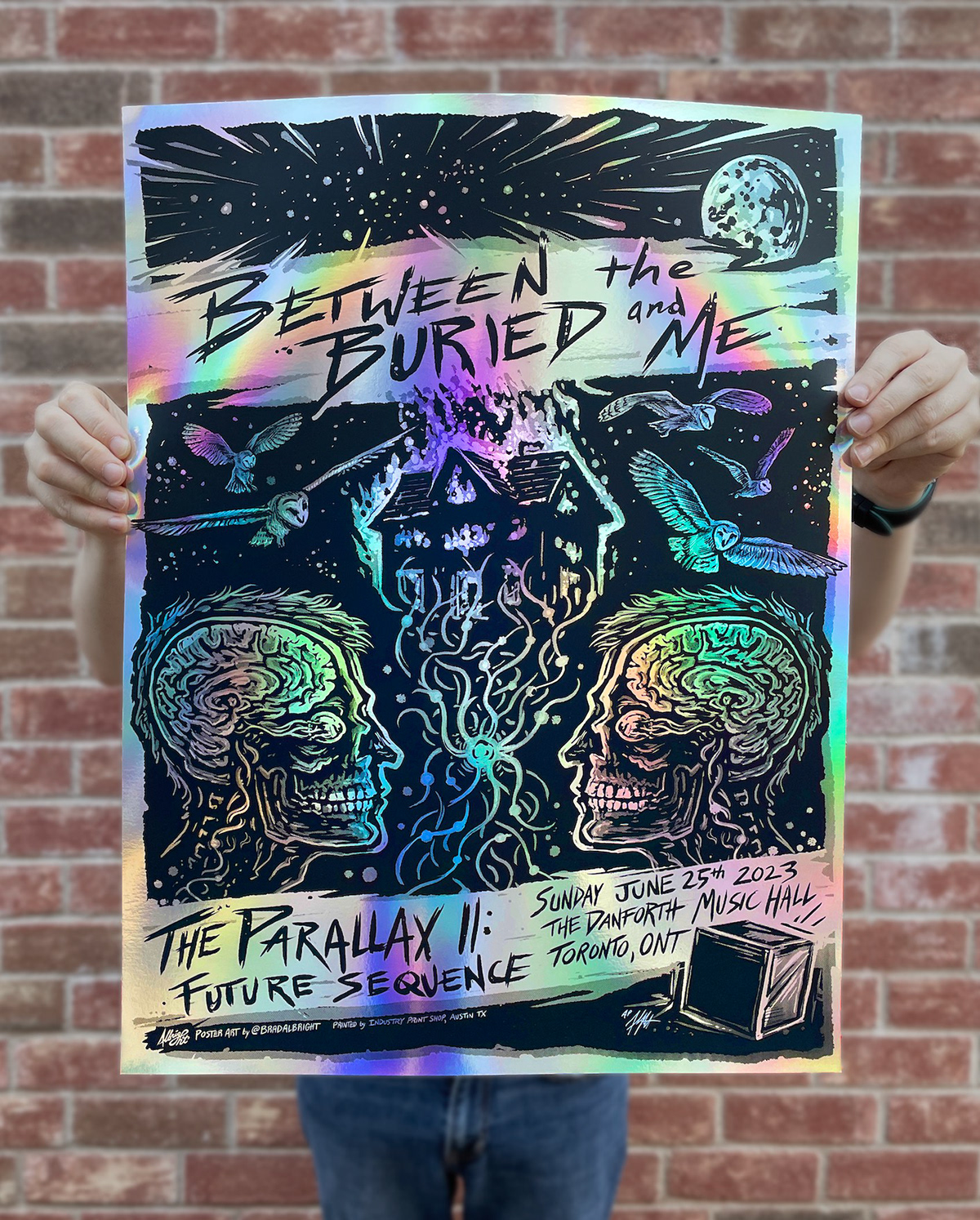 gig poster poster art Poster Design metallic poster foil poster science fiction skull heavy metal concert poster line art