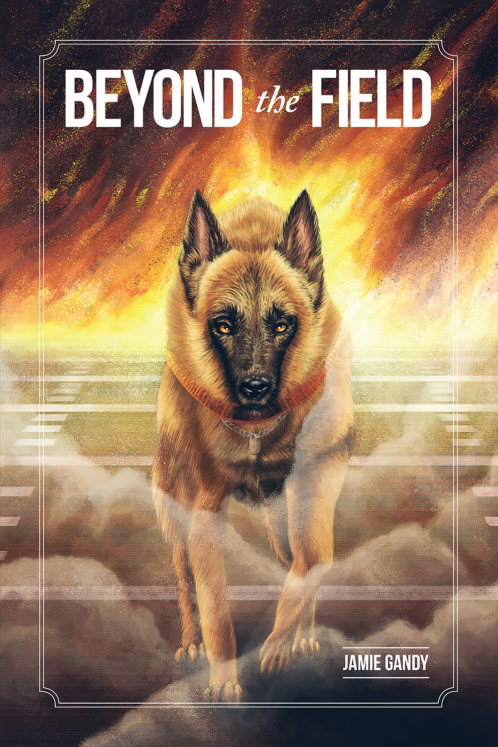 book cover book dog Belgian Malinois fire