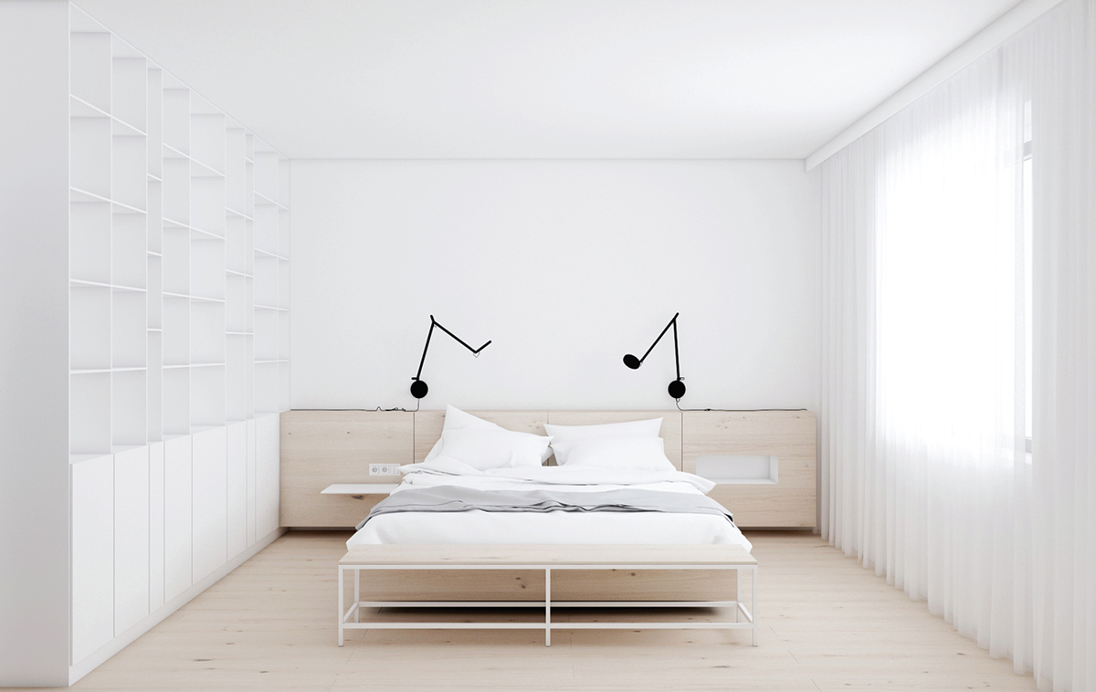 Interior house wood White grey minimalistic