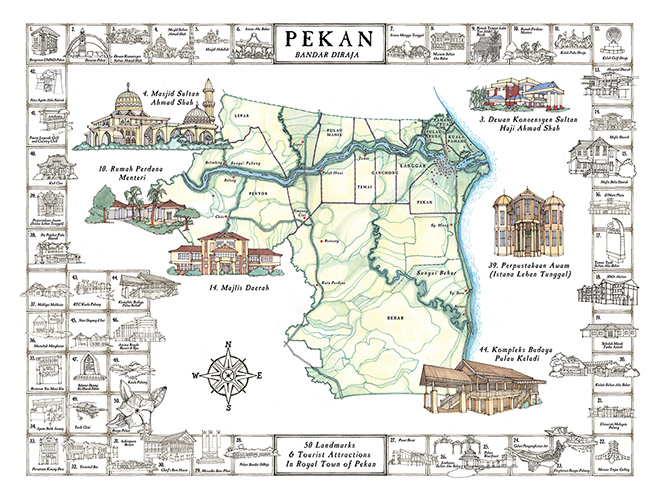 illustrated maps illustrated map pekan design malaysia