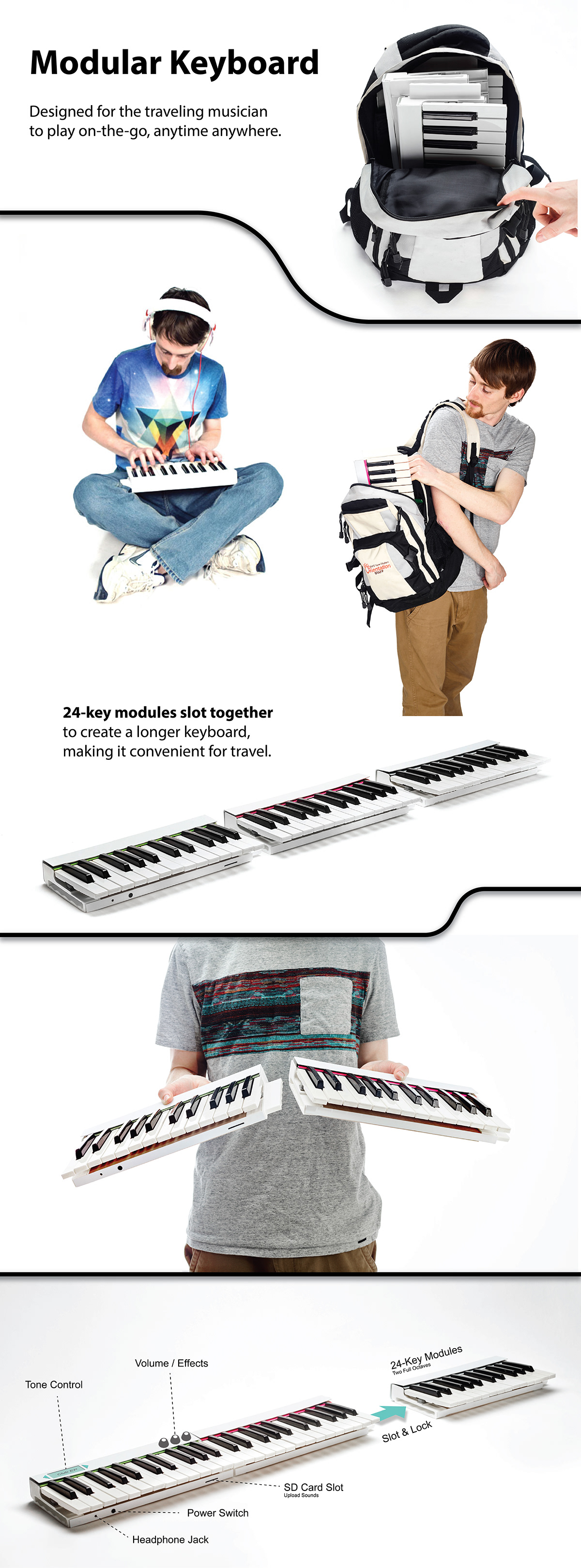 Piano Modular Keyboard Travel Innovative futuristic music on-the-go portable convenient cool