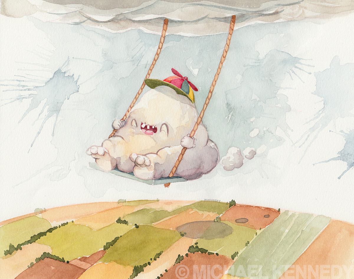 cloud watercolour ILLUSTRATION  Character Promotional Colourful  Fun painting  
