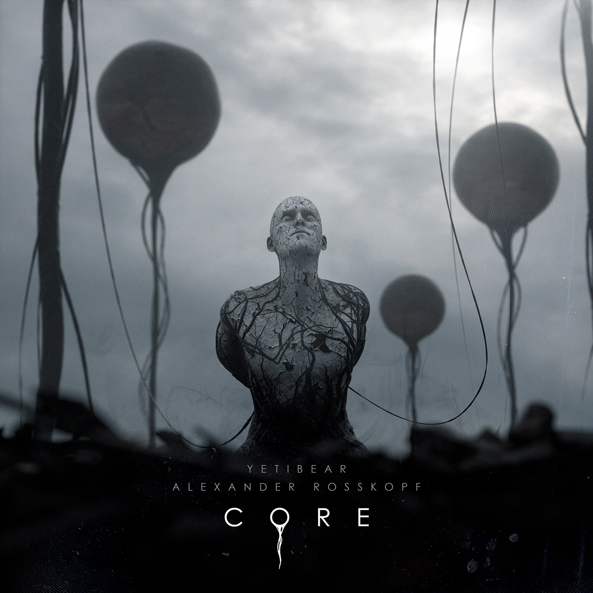 album art cover design 3D cinematic dark alien Scifi texturing composition soundtrack