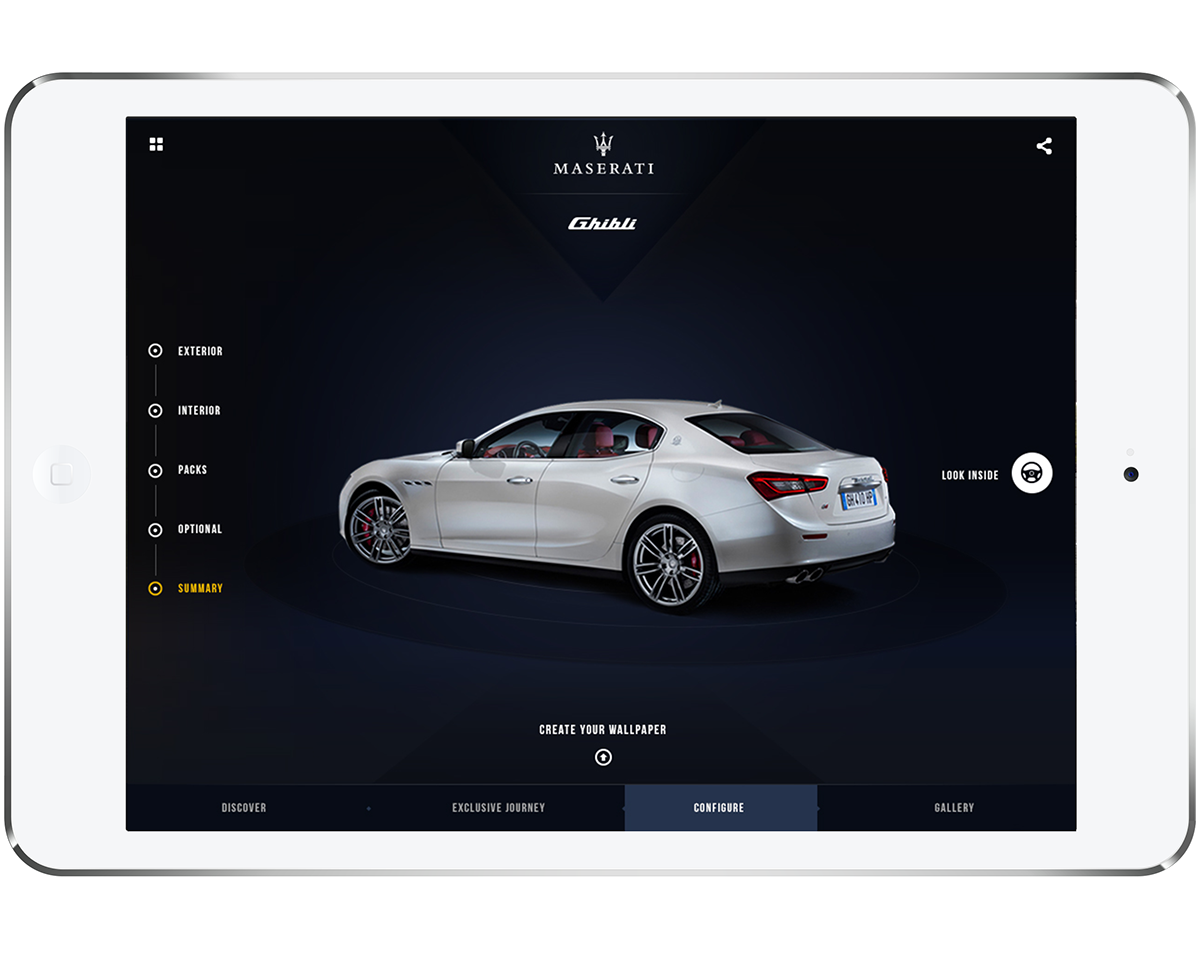 maserati journey car iPad mobile tablet app discover iphone inspire