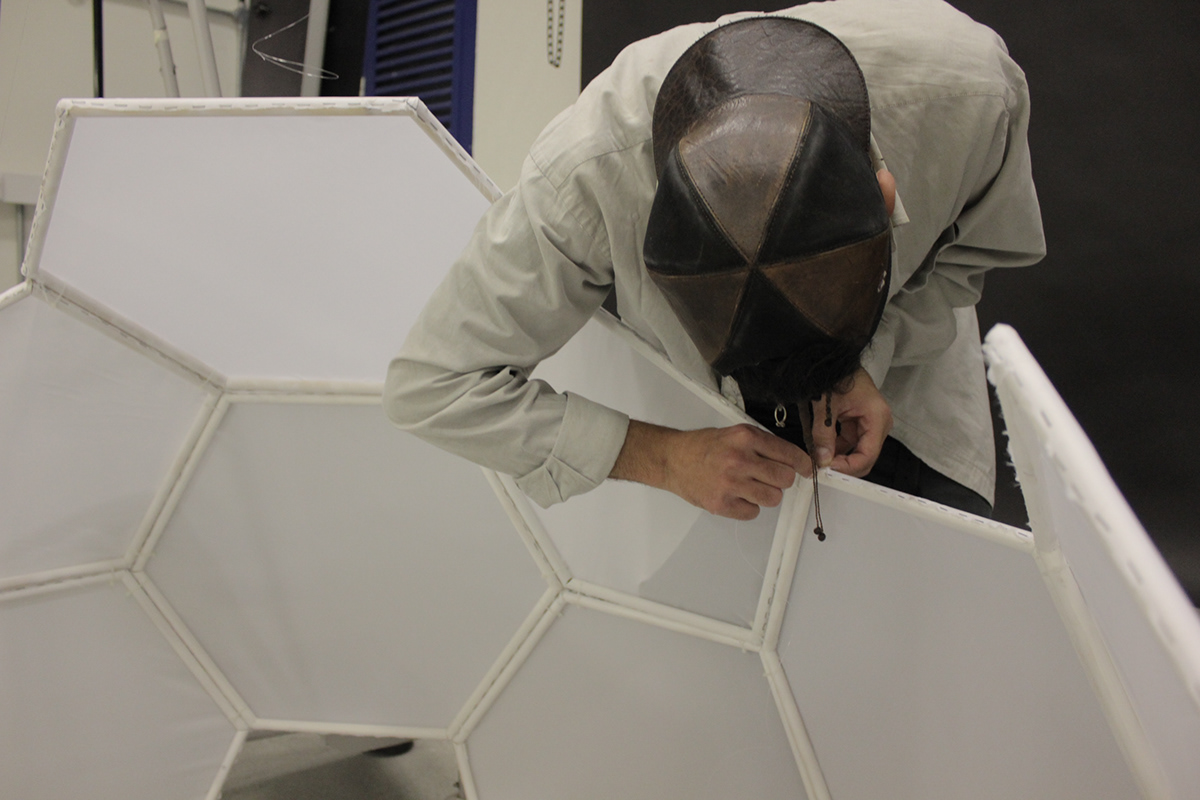 interaction  design  youtube video Geodesic structure White cool projection Mapping