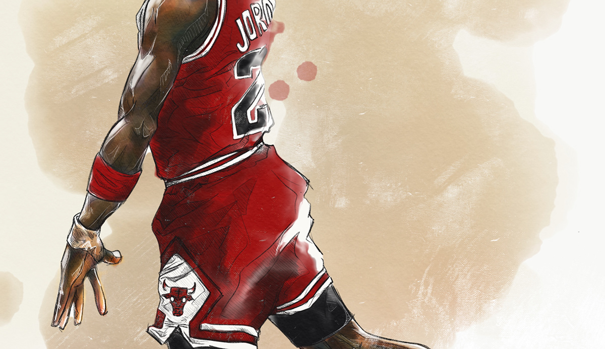 basketbal Chicago bull Digital Ar digital watercolor drawin illustratio Michael Jorda sport the last danc watercolo
