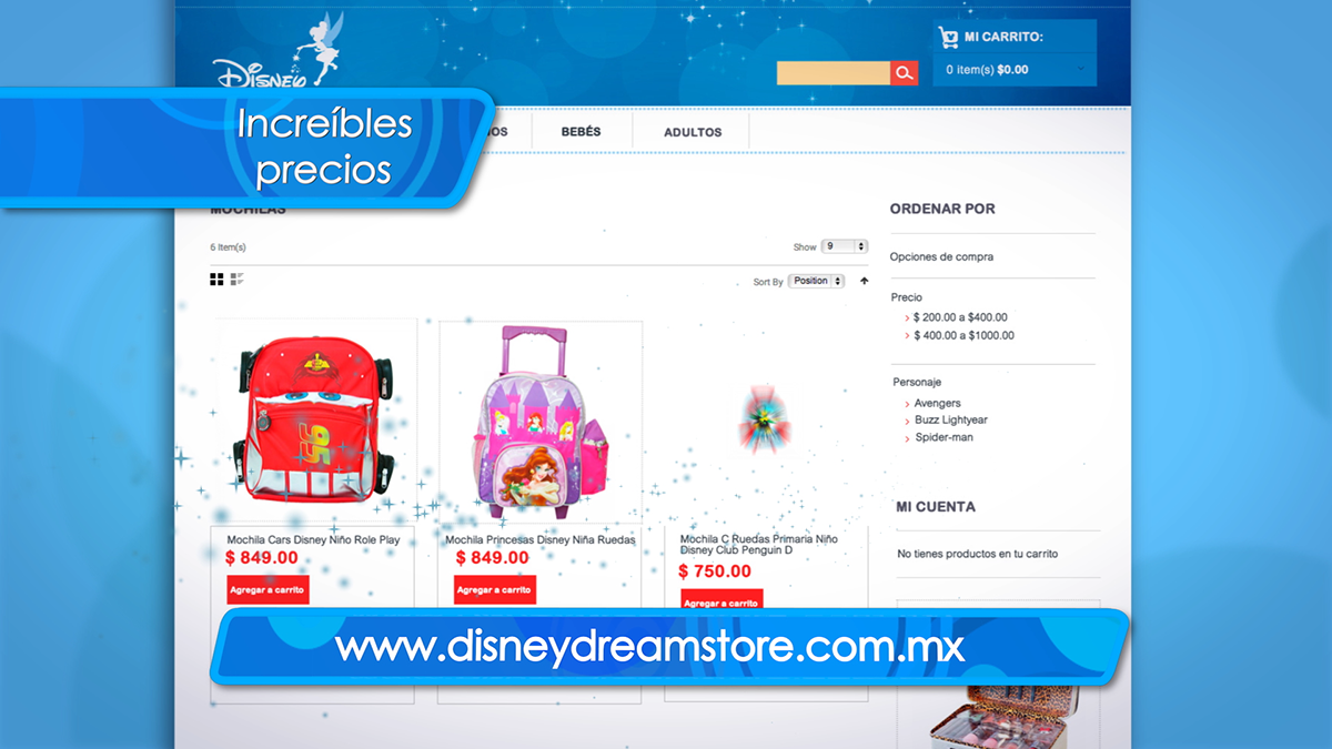 Disney dreamstore webpage