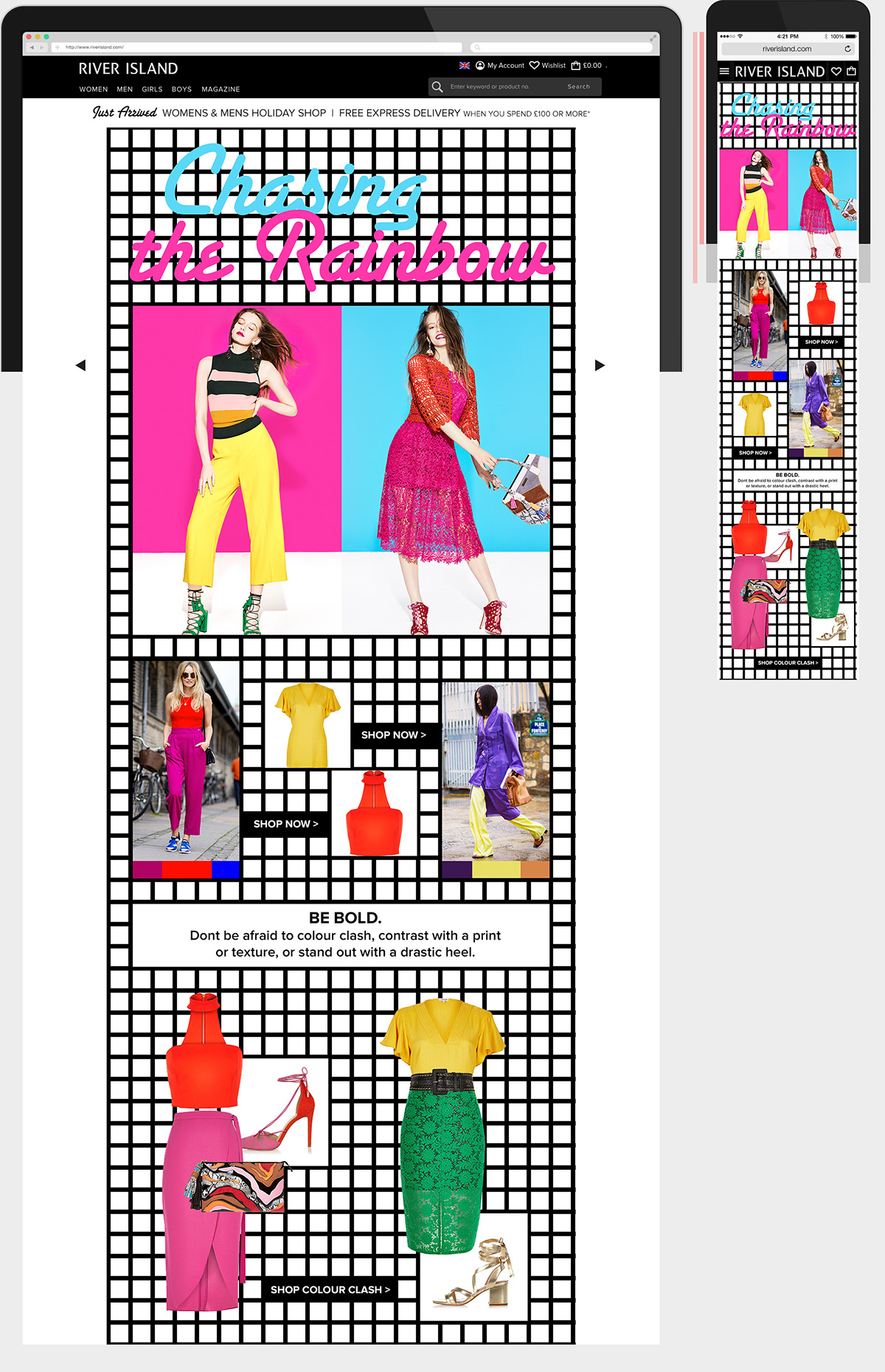 memphis design concept homepage trend page Retail Responsive trends bold colour