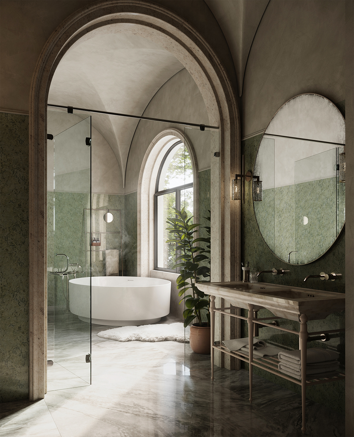 bathroom interior design  Render visualization 3ds max corona CGI archviz gothic bathtub