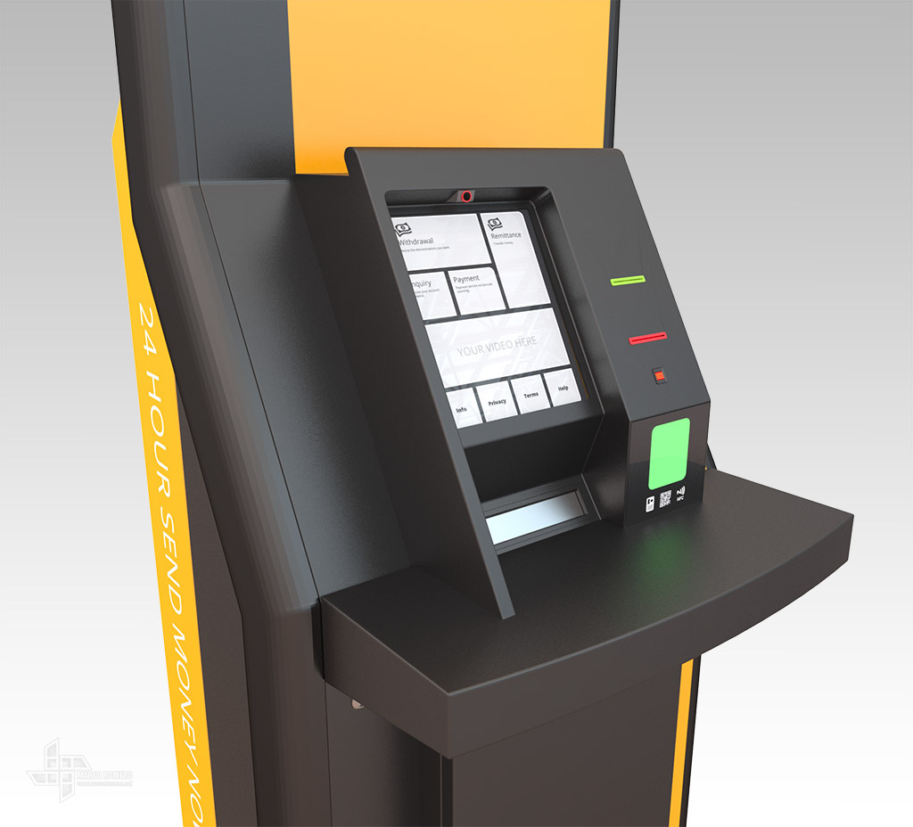 bitcoin ATM 3D rendering keyshot