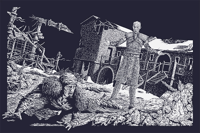 Game of Thrones poster screen print fantasy Castle myth snow night undead