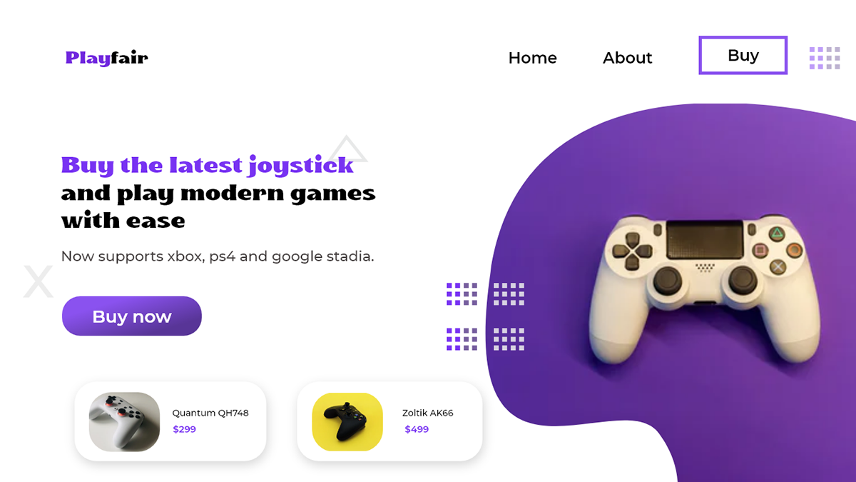 Gaming joystick UI Website