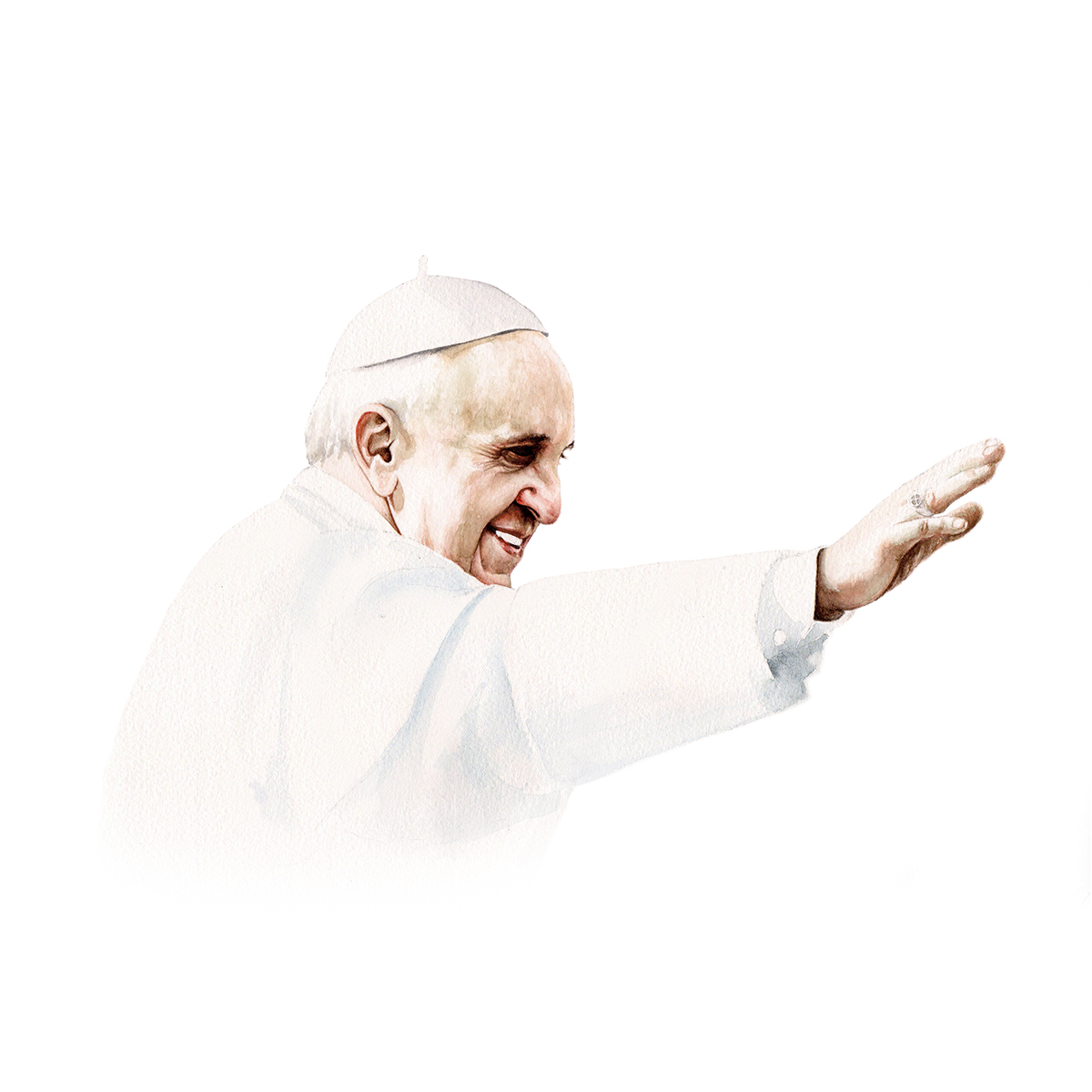 Illustratiorns Pope Francis I watercolour portrait