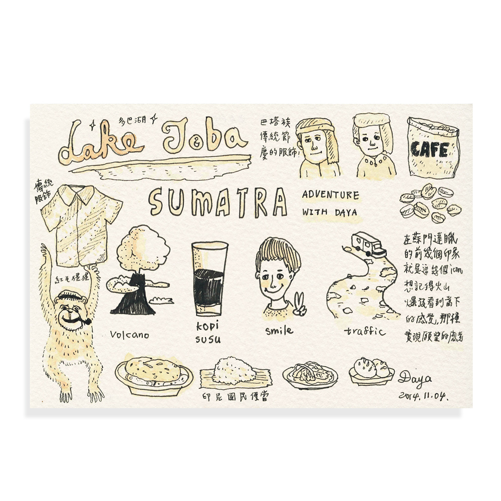 sumatra city cafe Coffee explorer Daya 探索曼特寧 咖啡探索家 Travel Postcard coffee cupholder