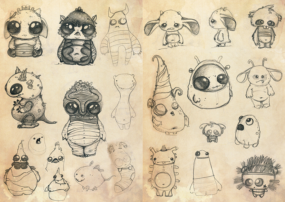 characters monsters toys cute creepy tigers fantasy concept art  sketches