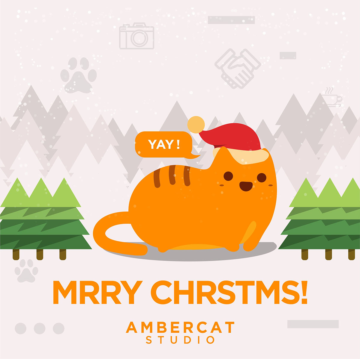 new year Christmas Holiday Nye happy card greetings goodmorningnight ambercatstudio febriananugrah flat design