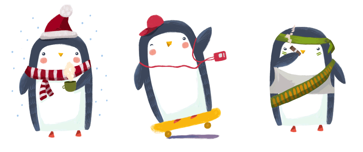 stickers Pinguin animation  bird Fun ILLUSTRATION  animals little