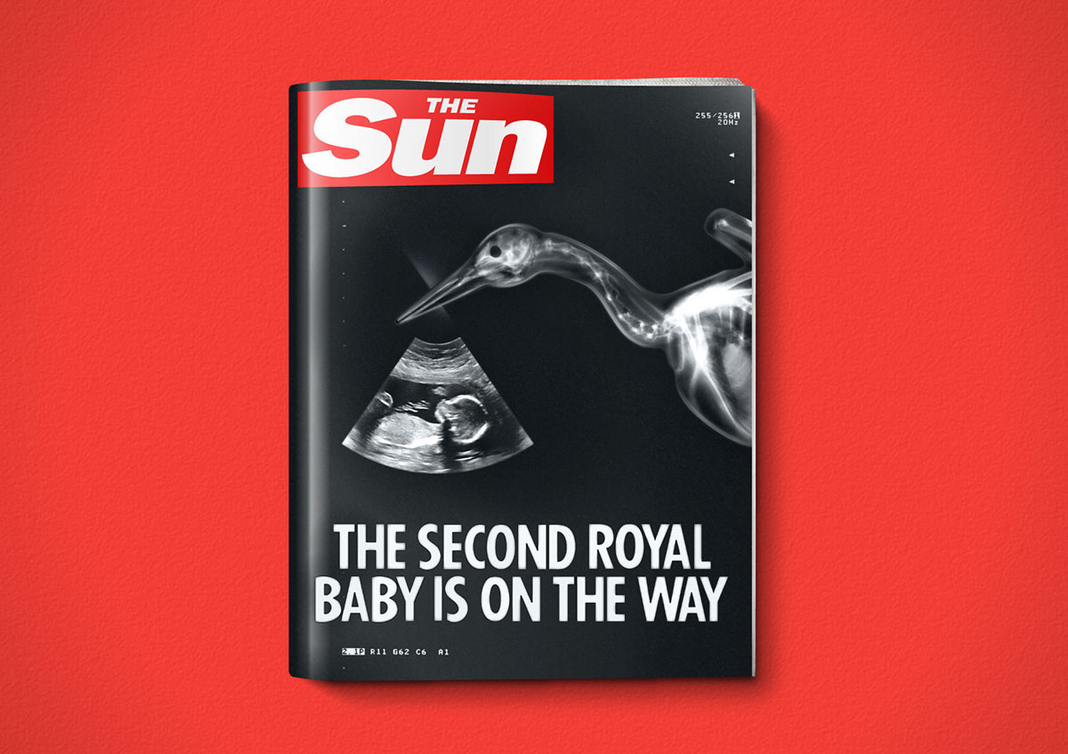 Adobe Portfolio concept campaign royal baby the Second 2ed 2ed royal baby United Kingdom UK england ultrasound scan fetus stork bag baby transparent plastic sheet
