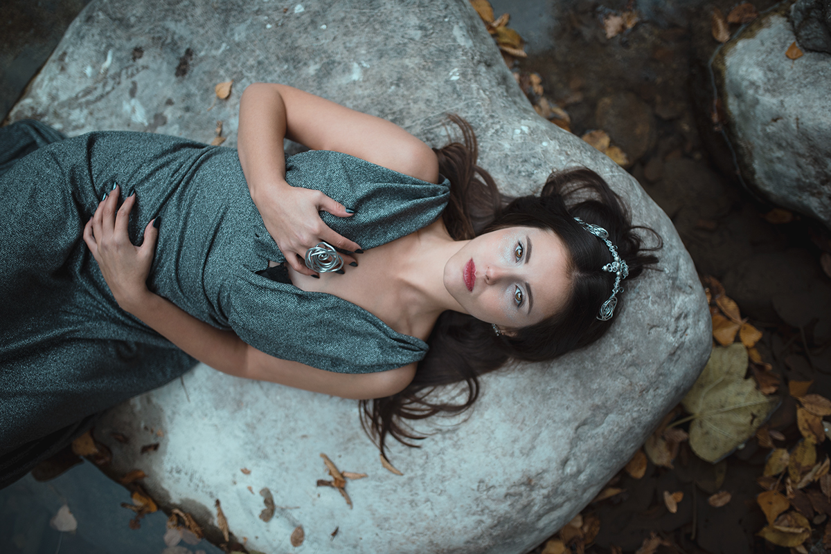 fashion design Photography  shooting Nature waterfall Italy model fairy fantasy Vanessa Berlanda
