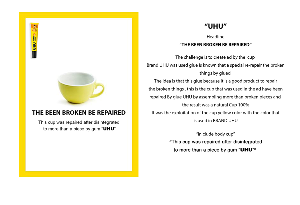 creative Ahmed Emad ahmed emad Behance cup uhu Coffee glued egypt Australia KSA ad ads print